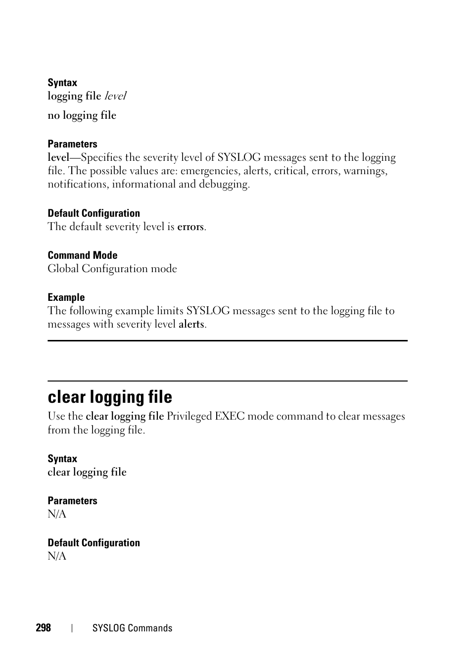 Clear logging file | Dell PowerEdge VRTX User Manual | Page 298 / 832