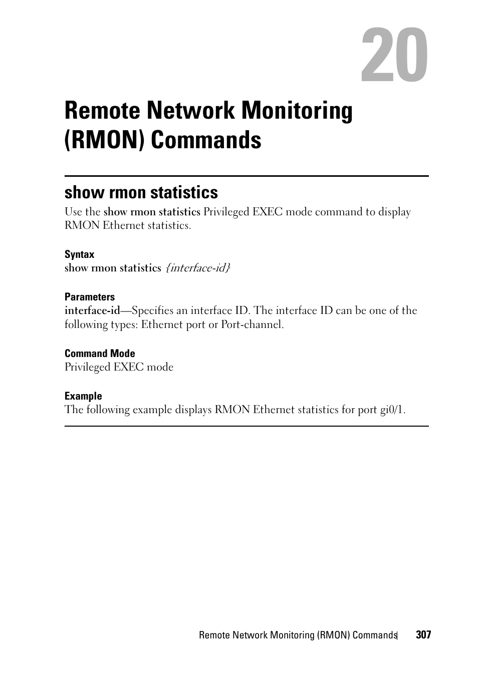Remote network monitoring (rmon) commands, Show rmon statistics, 18 remote network monitoring (rmon) commands | Dell PowerEdge VRTX User Manual | Page 307 / 832