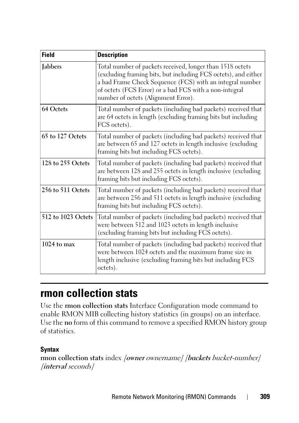 Rmon collection stats | Dell PowerEdge VRTX User Manual | Page 309 / 832