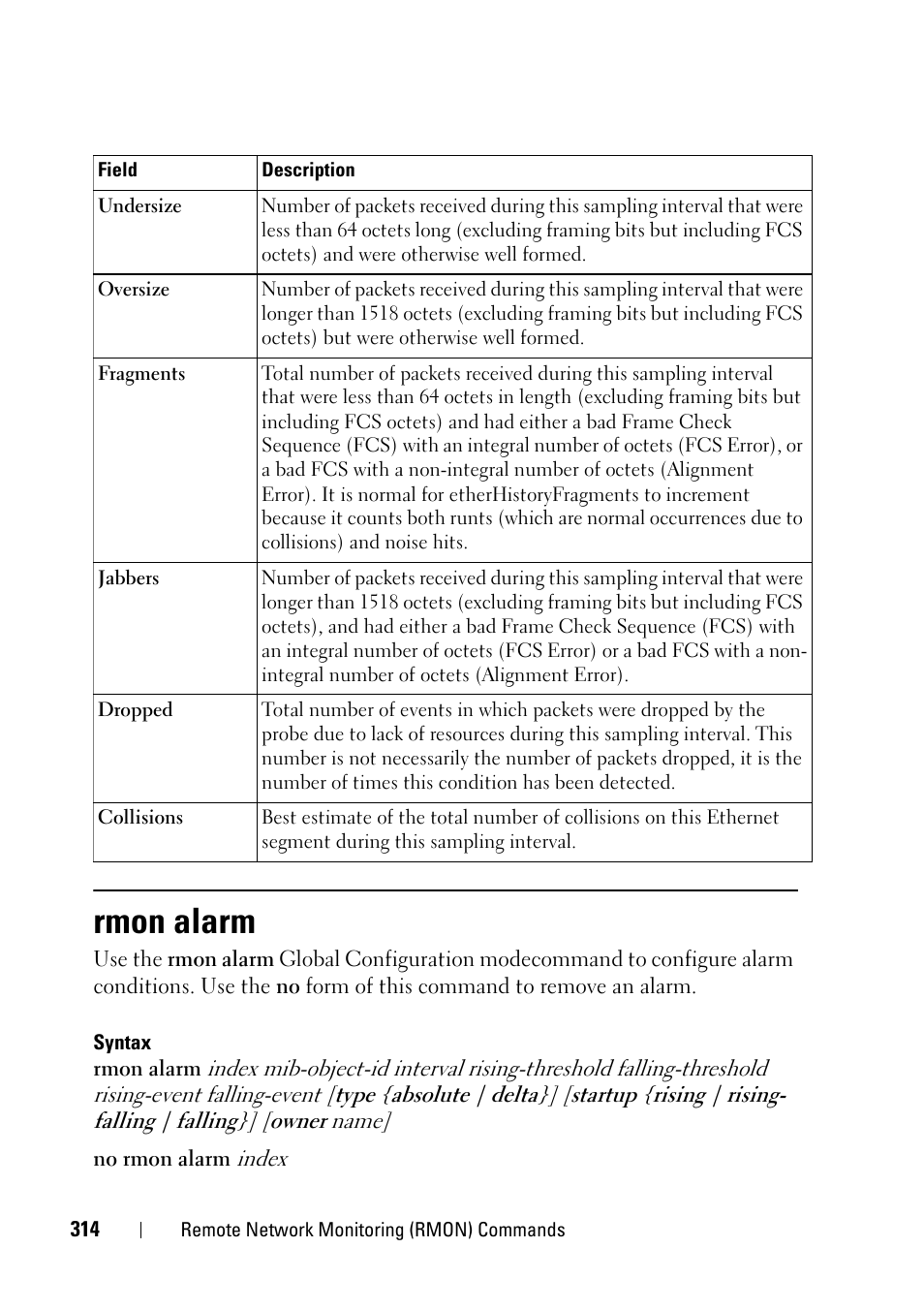Rmon alarm | Dell PowerEdge VRTX User Manual | Page 314 / 832