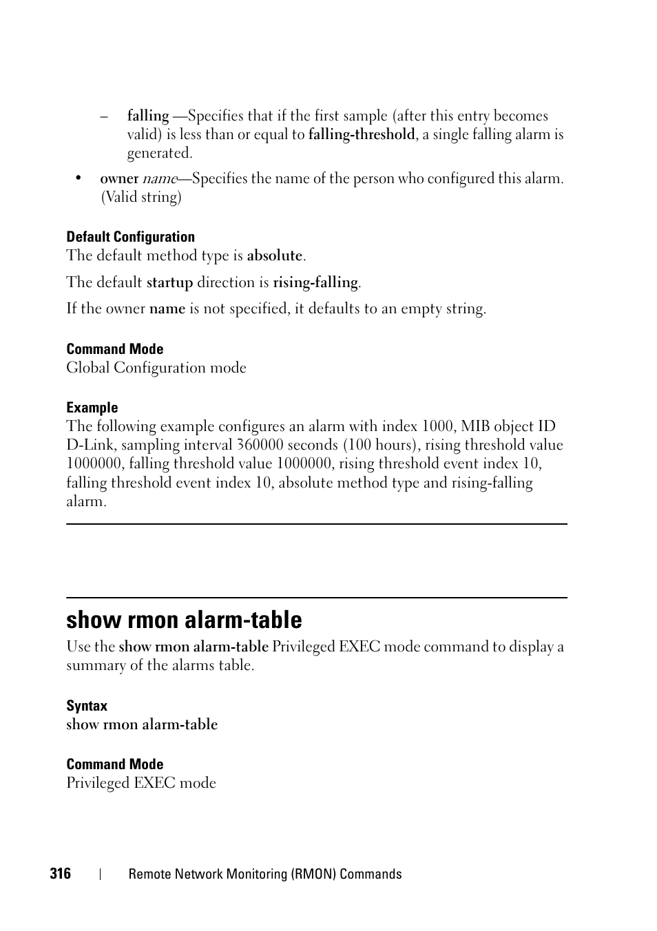 Show rmon alarm-table | Dell PowerEdge VRTX User Manual | Page 316 / 832