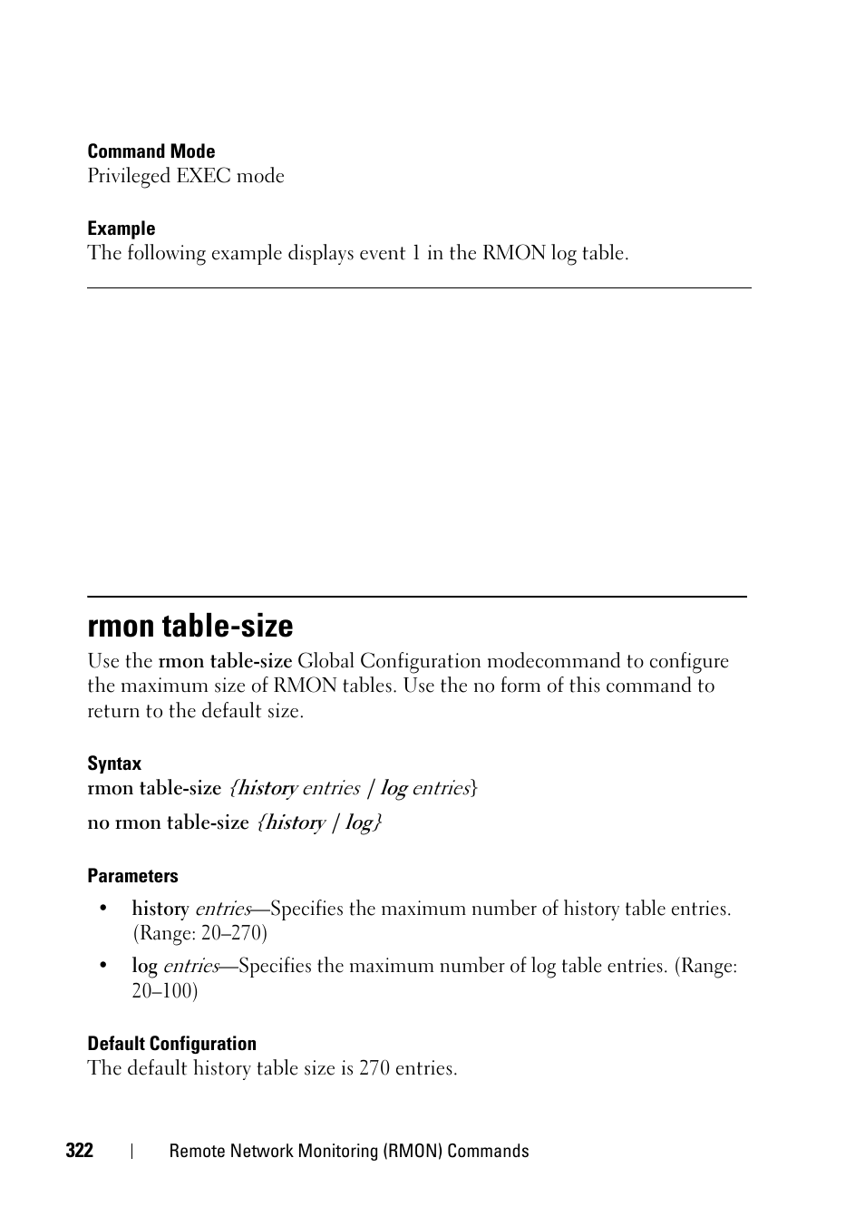 Rmon table-size | Dell PowerEdge VRTX User Manual | Page 322 / 832