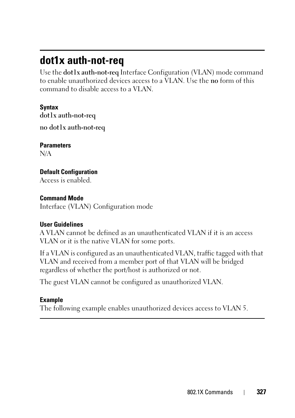 Dot1x auth-not-req | Dell PowerEdge VRTX User Manual | Page 327 / 832