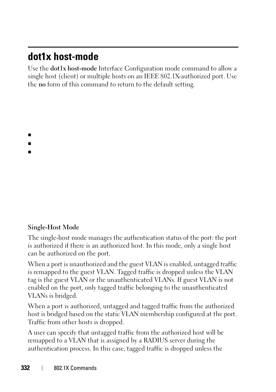 Dot1x host-mode | Dell PowerEdge VRTX User Manual | Page 332 / 832
