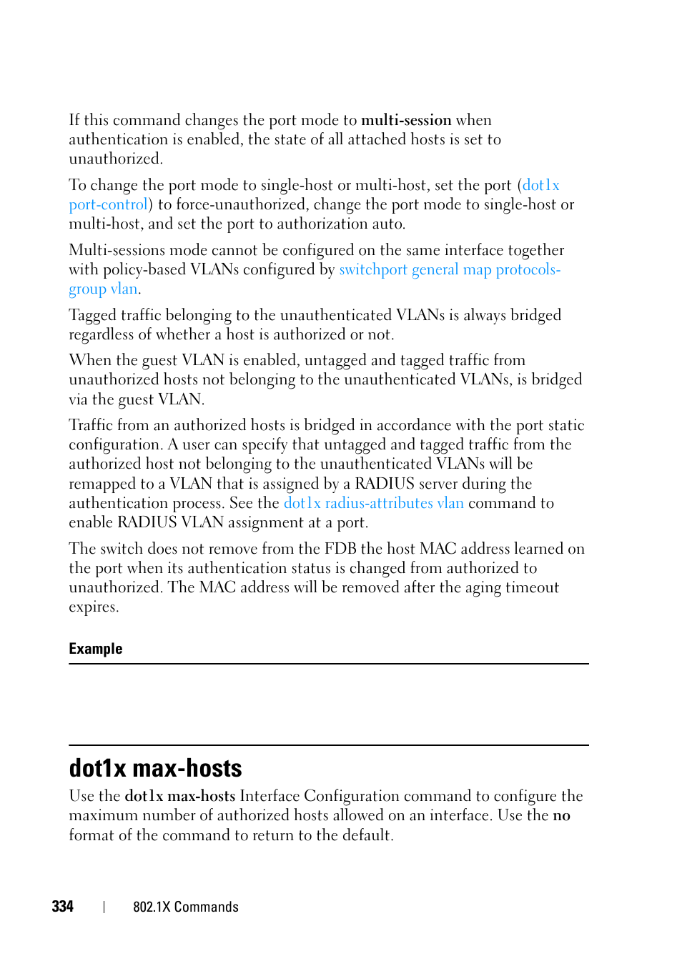 Dot1x max-hosts | Dell PowerEdge VRTX User Manual | Page 334 / 832