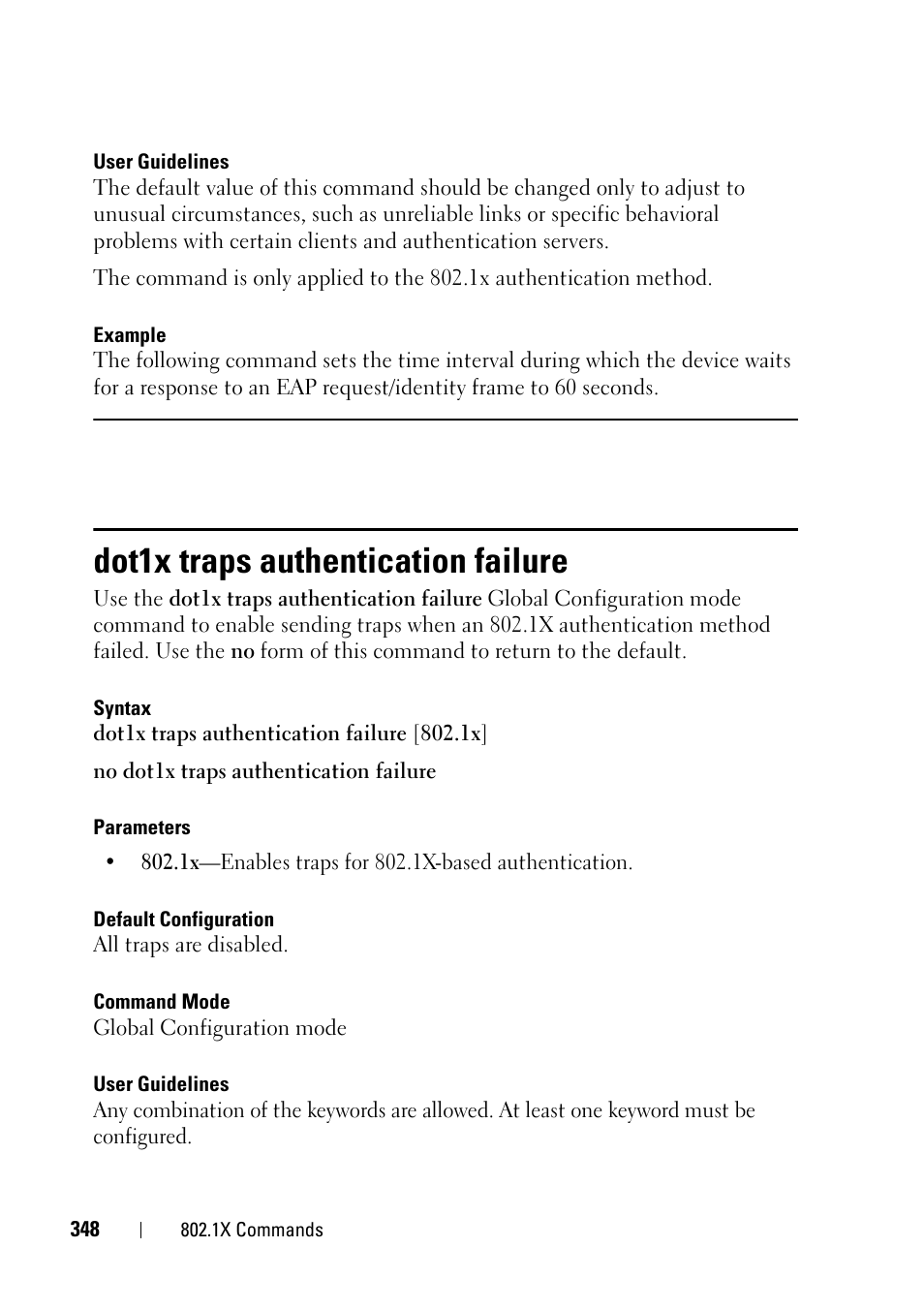 Dot1x traps authentication failure | Dell PowerEdge VRTX User Manual | Page 348 / 832