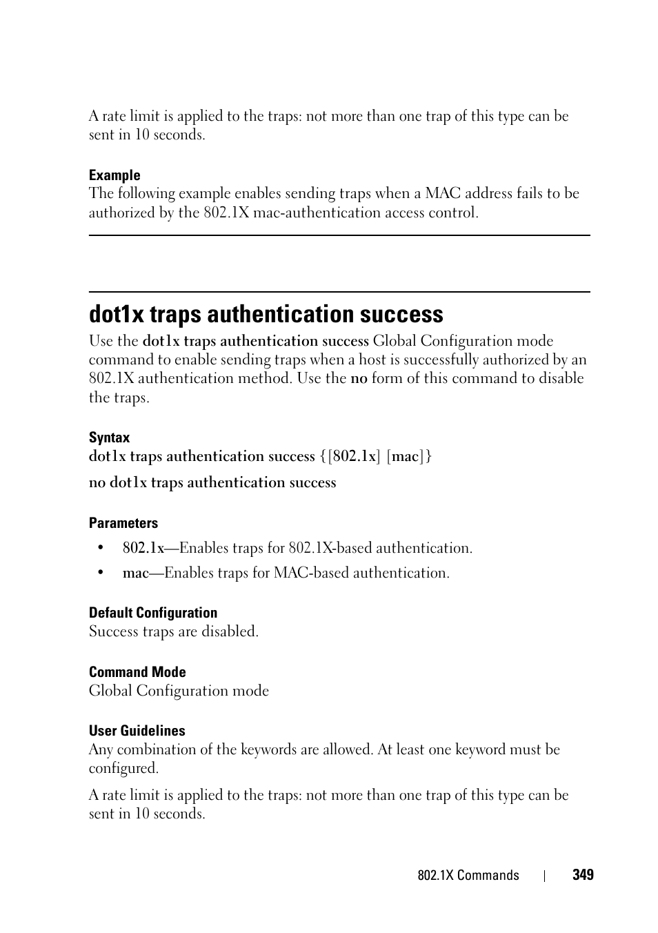 Dot1x traps authentication success | Dell PowerEdge VRTX User Manual | Page 349 / 832