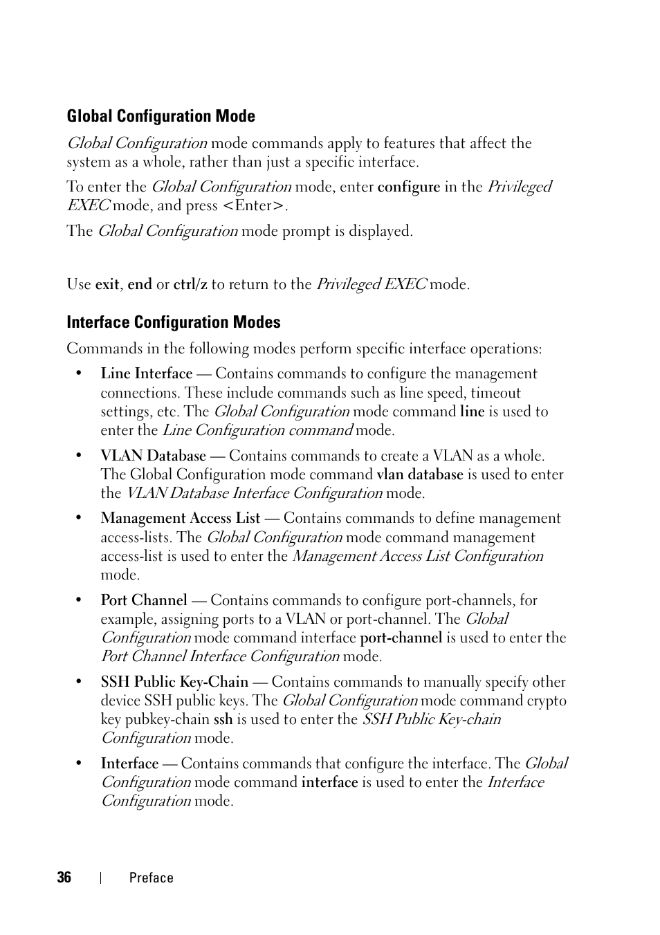 Global configuration mode, Interface configuration modes | Dell PowerEdge VRTX User Manual | Page 36 / 832
