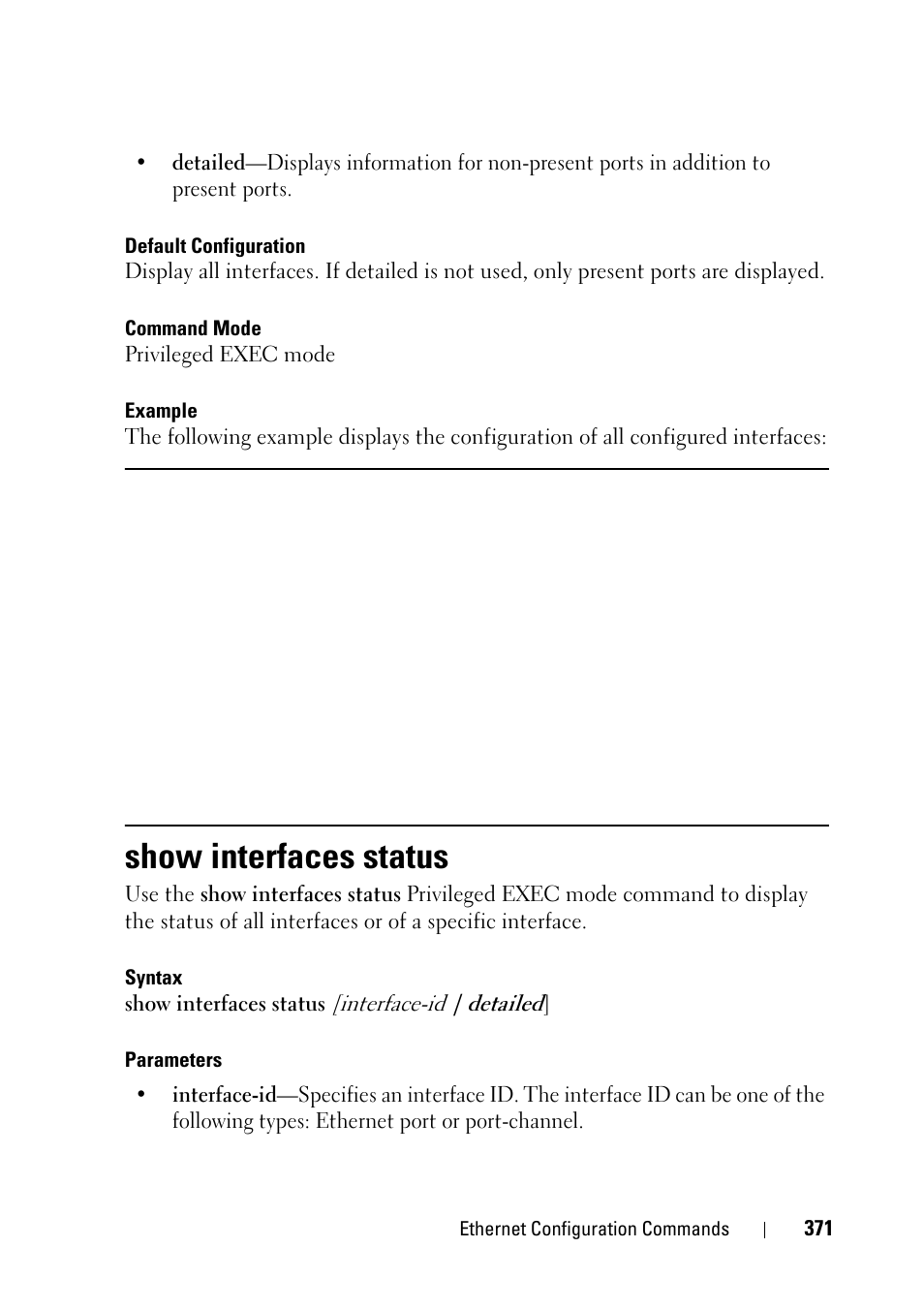 Show interfaces status | Dell PowerEdge VRTX User Manual | Page 371 / 832