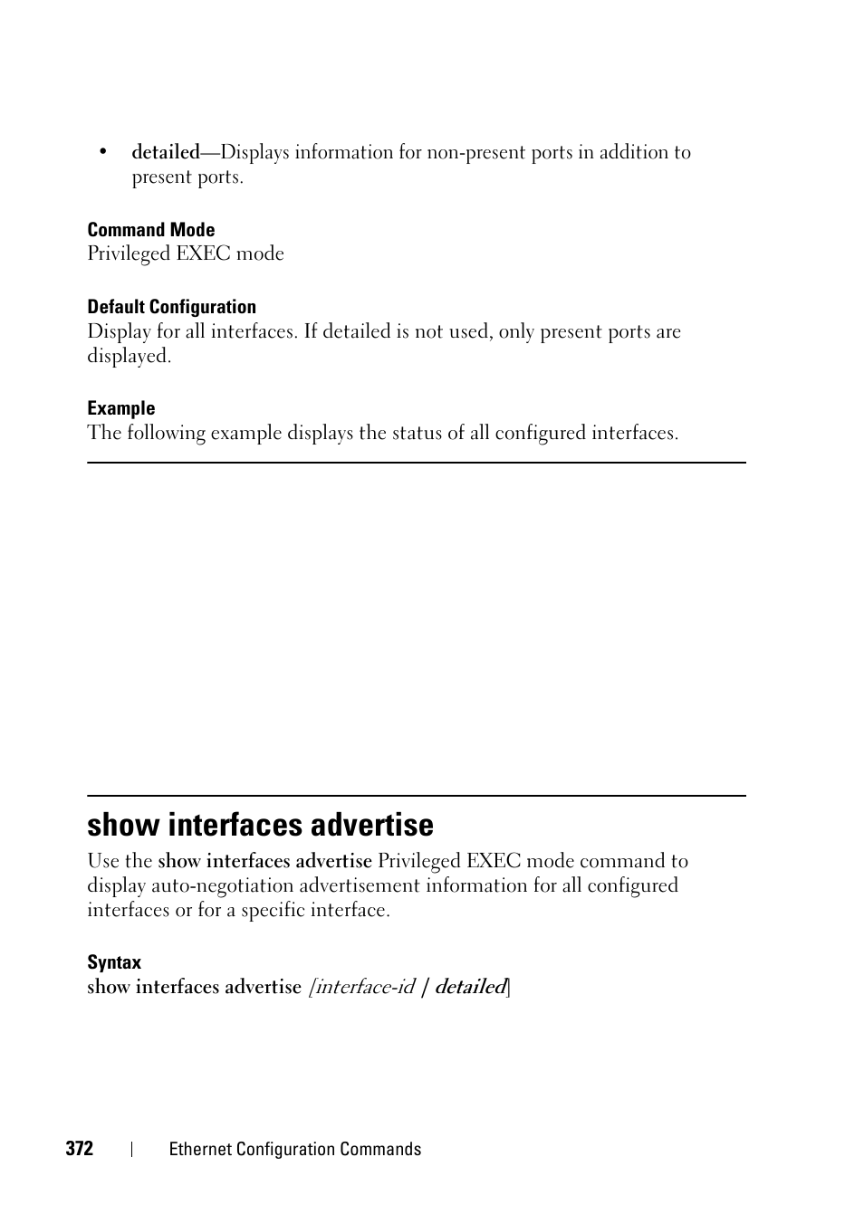 Show interfaces advertise | Dell PowerEdge VRTX User Manual | Page 372 / 832