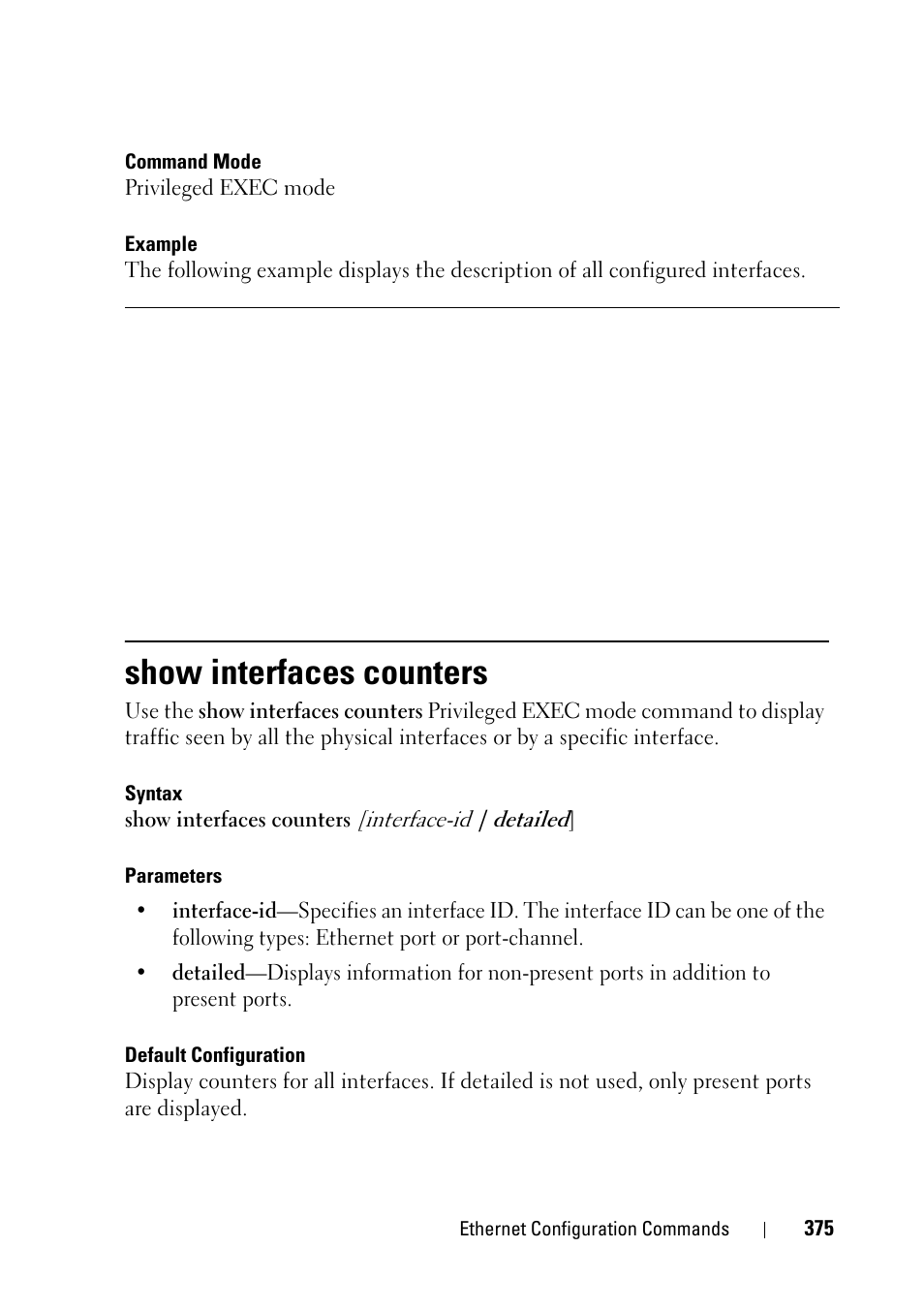 Show interfaces counters | Dell PowerEdge VRTX User Manual | Page 375 / 832