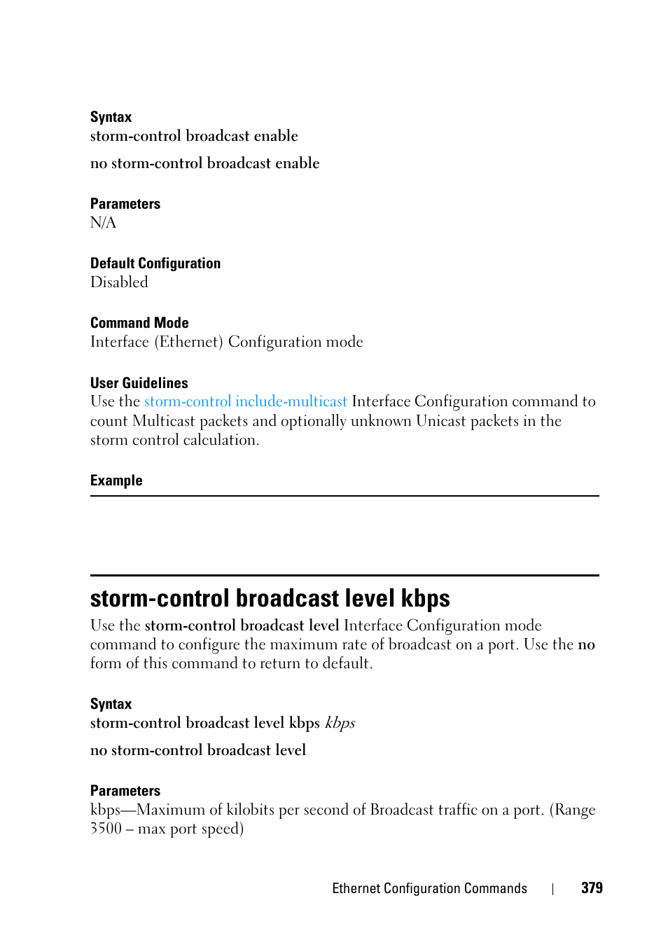 Storm-control broadcast level kbps | Dell PowerEdge VRTX User Manual | Page 379 / 832