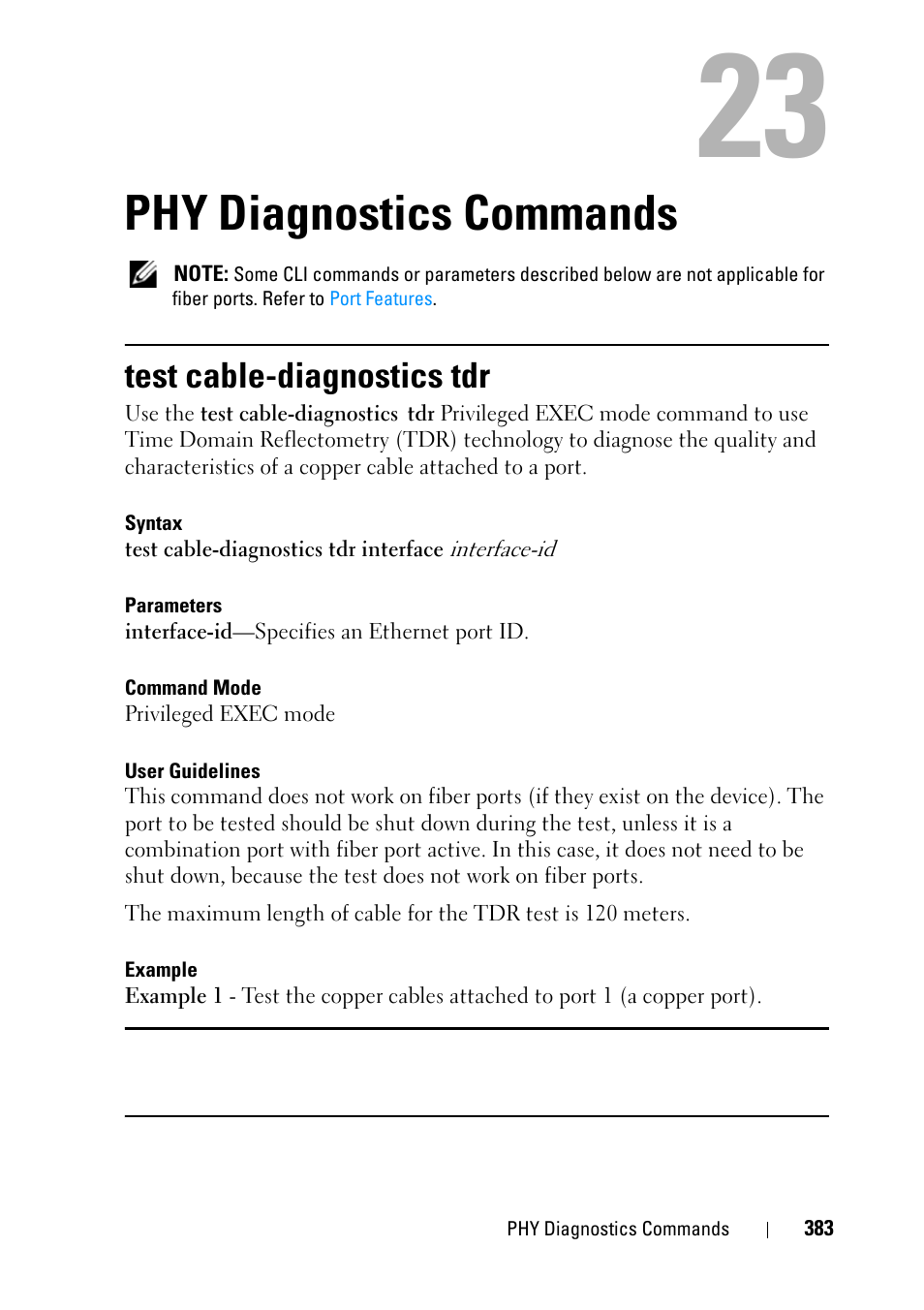 Phy diagnostics commands, Test cable-diagnostics tdr, 21 phy diagnostics commands | Dell PowerEdge VRTX User Manual | Page 383 / 832