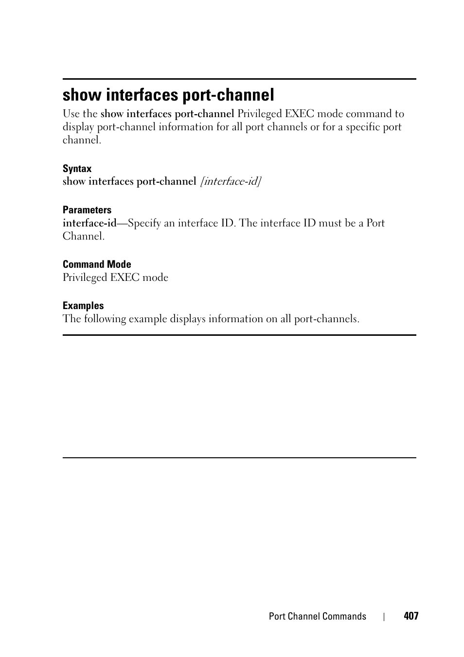 Show interfaces port-channel | Dell PowerEdge VRTX User Manual | Page 407 / 832