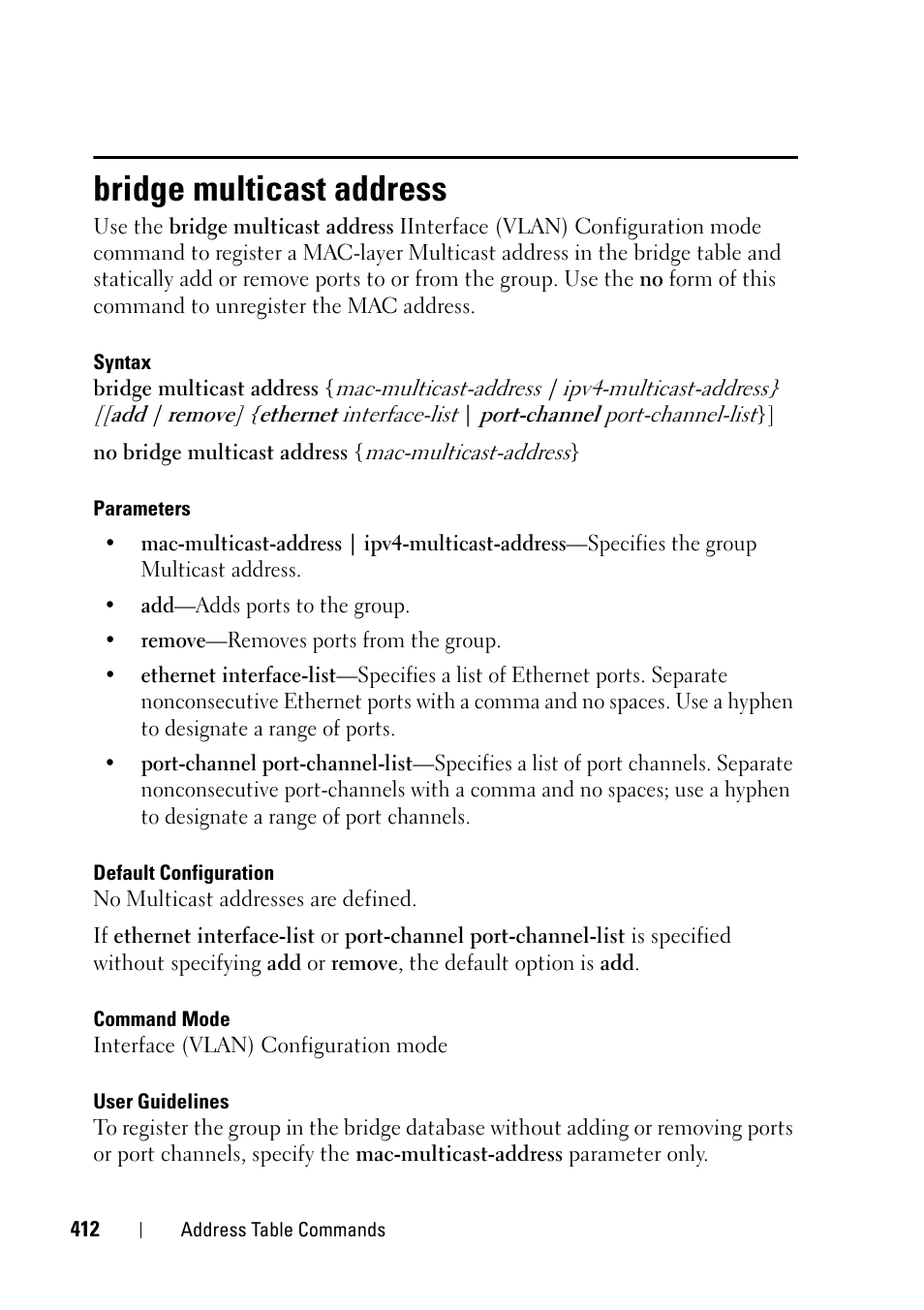 Bridge multicast address | Dell PowerEdge VRTX User Manual | Page 412 / 832