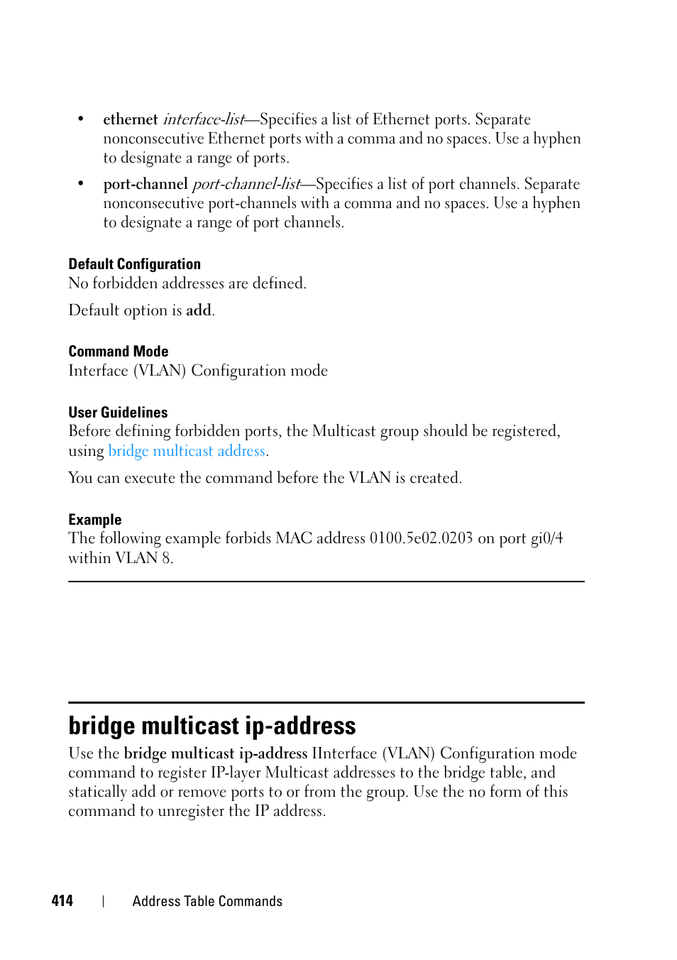 Bridge multicast ip-address | Dell PowerEdge VRTX User Manual | Page 414 / 832