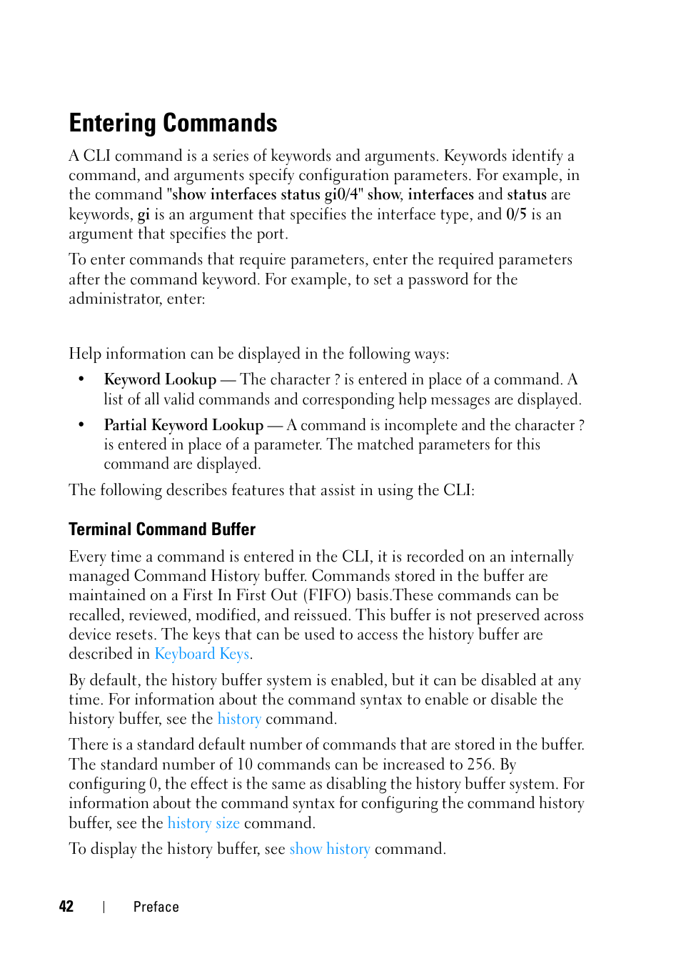 Entering commands, Terminal command buffer | Dell PowerEdge VRTX User Manual | Page 42 / 832