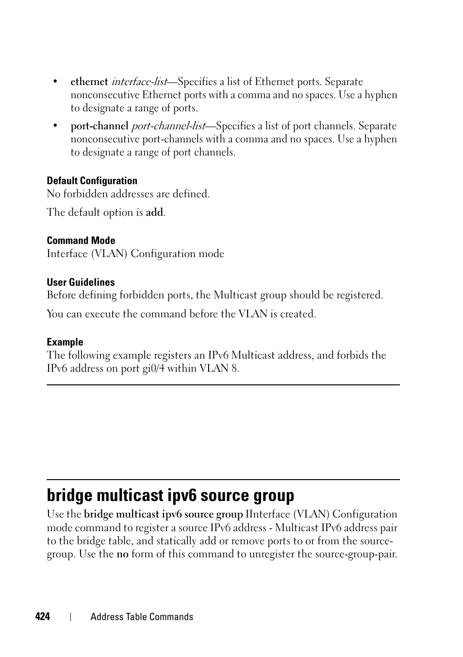 Bridge multicast ipv6 source group, Bridge multicast ipv6 source, Group | Dell PowerEdge VRTX User Manual | Page 424 / 832