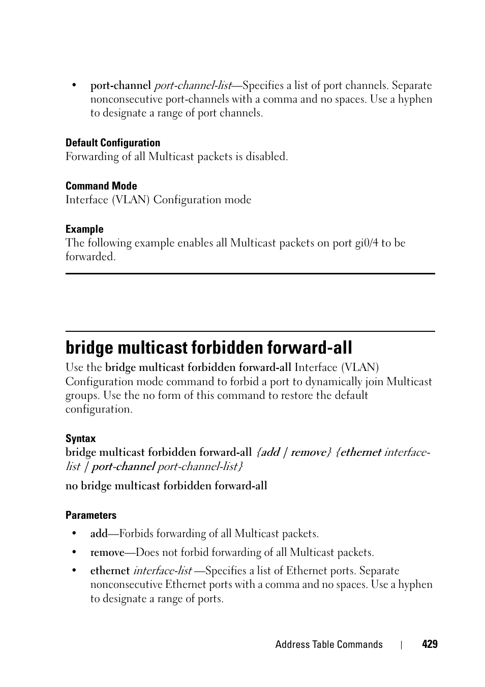 Bridge multicast forbidden forward-all | Dell PowerEdge VRTX User Manual | Page 429 / 832