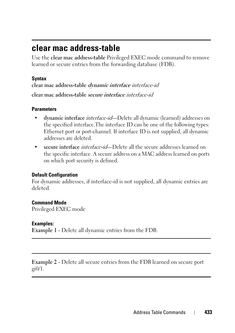 Clear mac address-table | Dell PowerEdge VRTX User Manual | Page 433 / 832