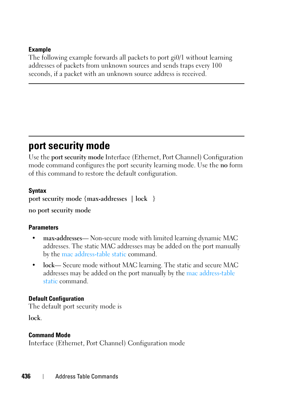 Port security mode | Dell PowerEdge VRTX User Manual | Page 436 / 832
