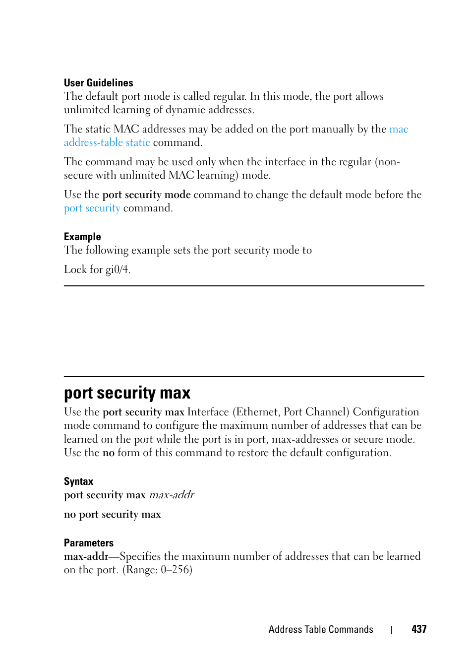 Port security max | Dell PowerEdge VRTX User Manual | Page 437 / 832
