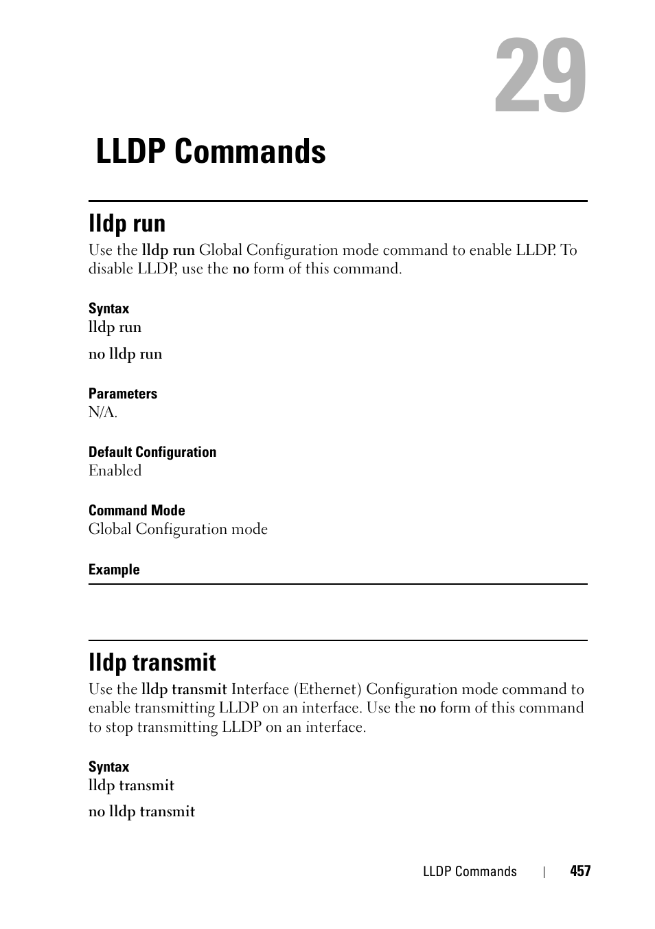 Lldp commands, Lldp run, Lldp transmit | 27 lldp commands | Dell PowerEdge VRTX User Manual | Page 457 / 832