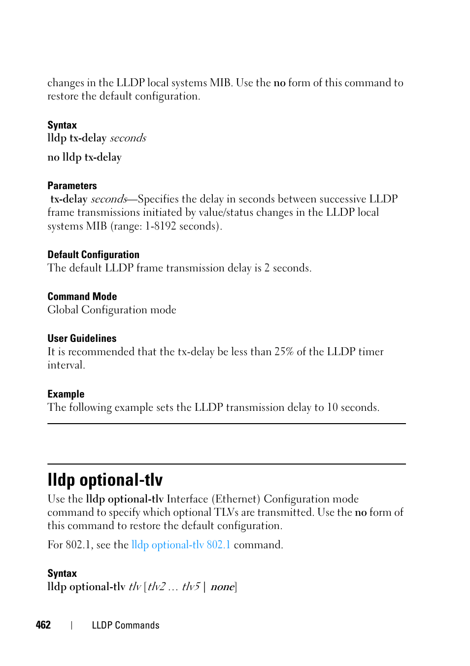 Lldp optional-tlv | Dell PowerEdge VRTX User Manual | Page 462 / 832