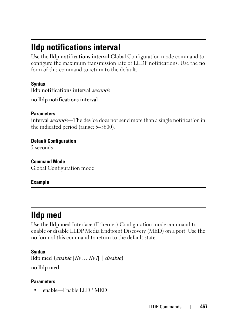 Lldp notifications interval, Lldp med | Dell PowerEdge VRTX User Manual | Page 467 / 832