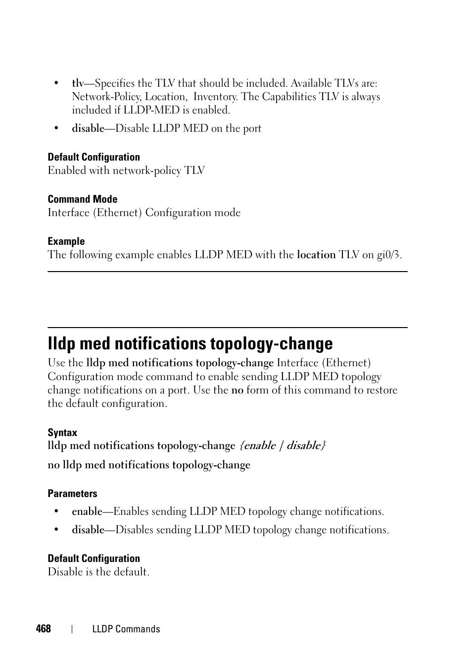 Lldp med notifications topology-change | Dell PowerEdge VRTX User Manual | Page 468 / 832