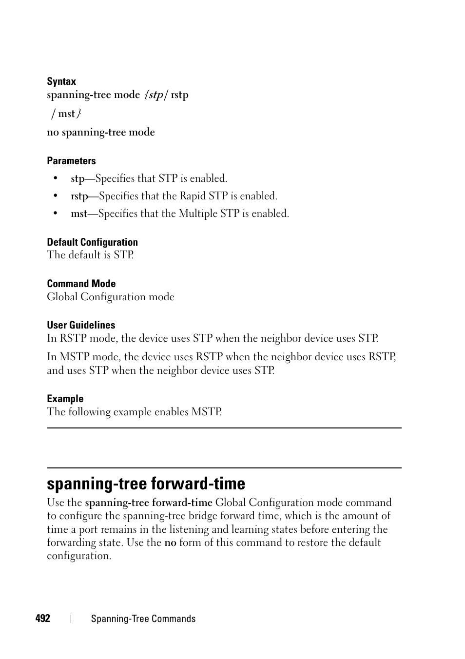 Spanning-tree forward-time | Dell PowerEdge VRTX User Manual | Page 492 / 832