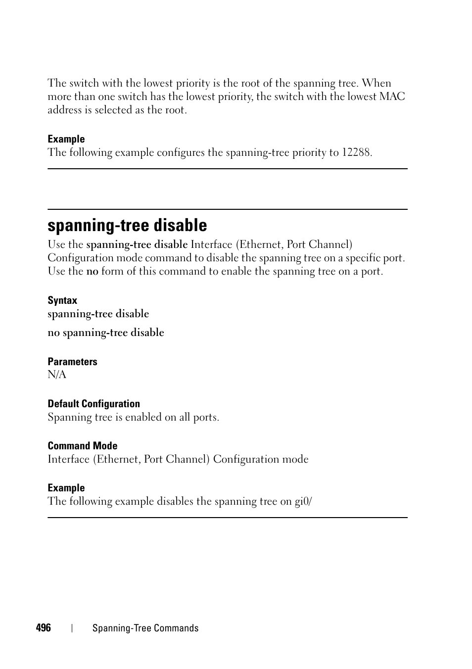 Spanning-tree disable | Dell PowerEdge VRTX User Manual | Page 496 / 832