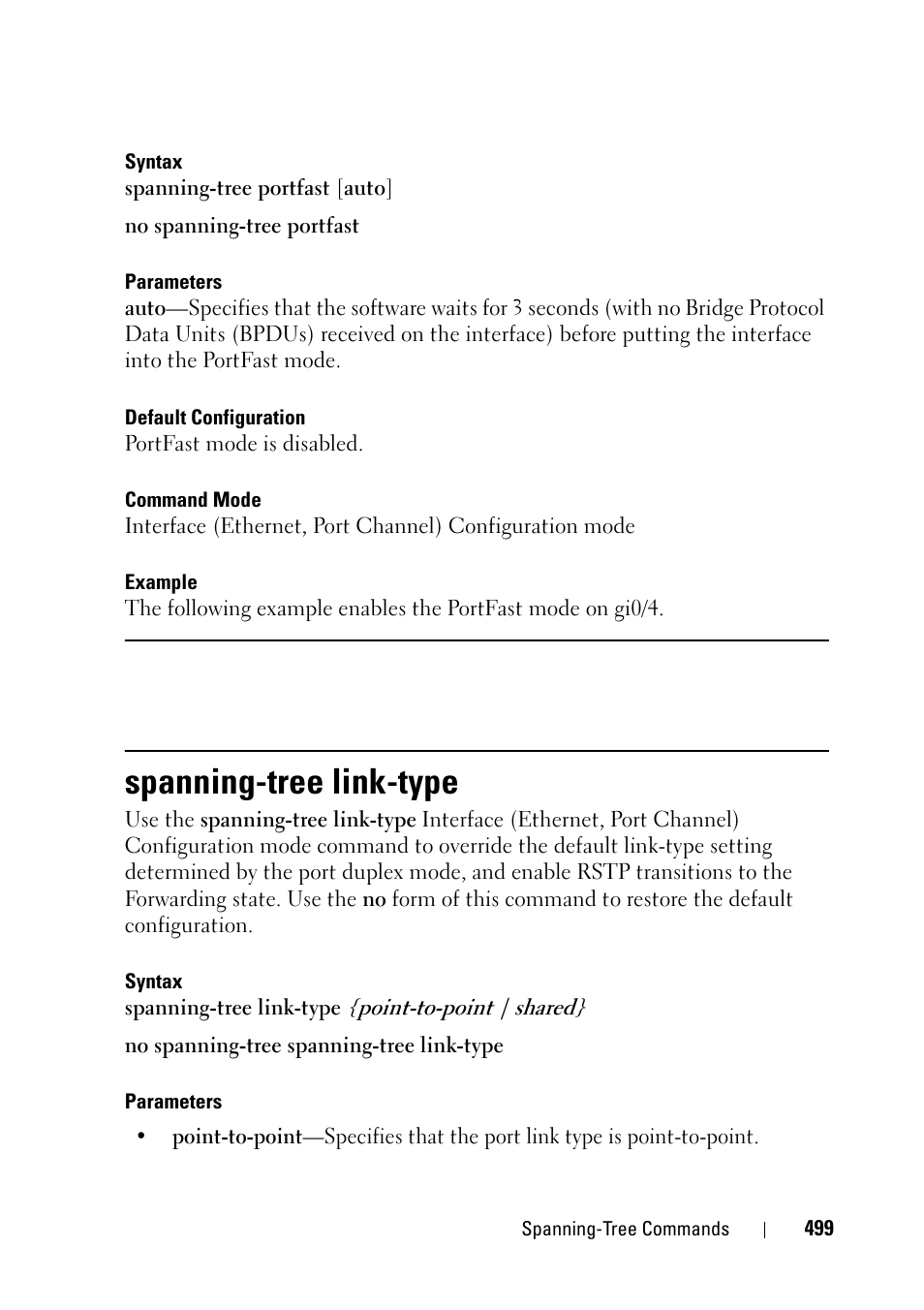 Spanning-tree link-type | Dell PowerEdge VRTX User Manual | Page 499 / 832