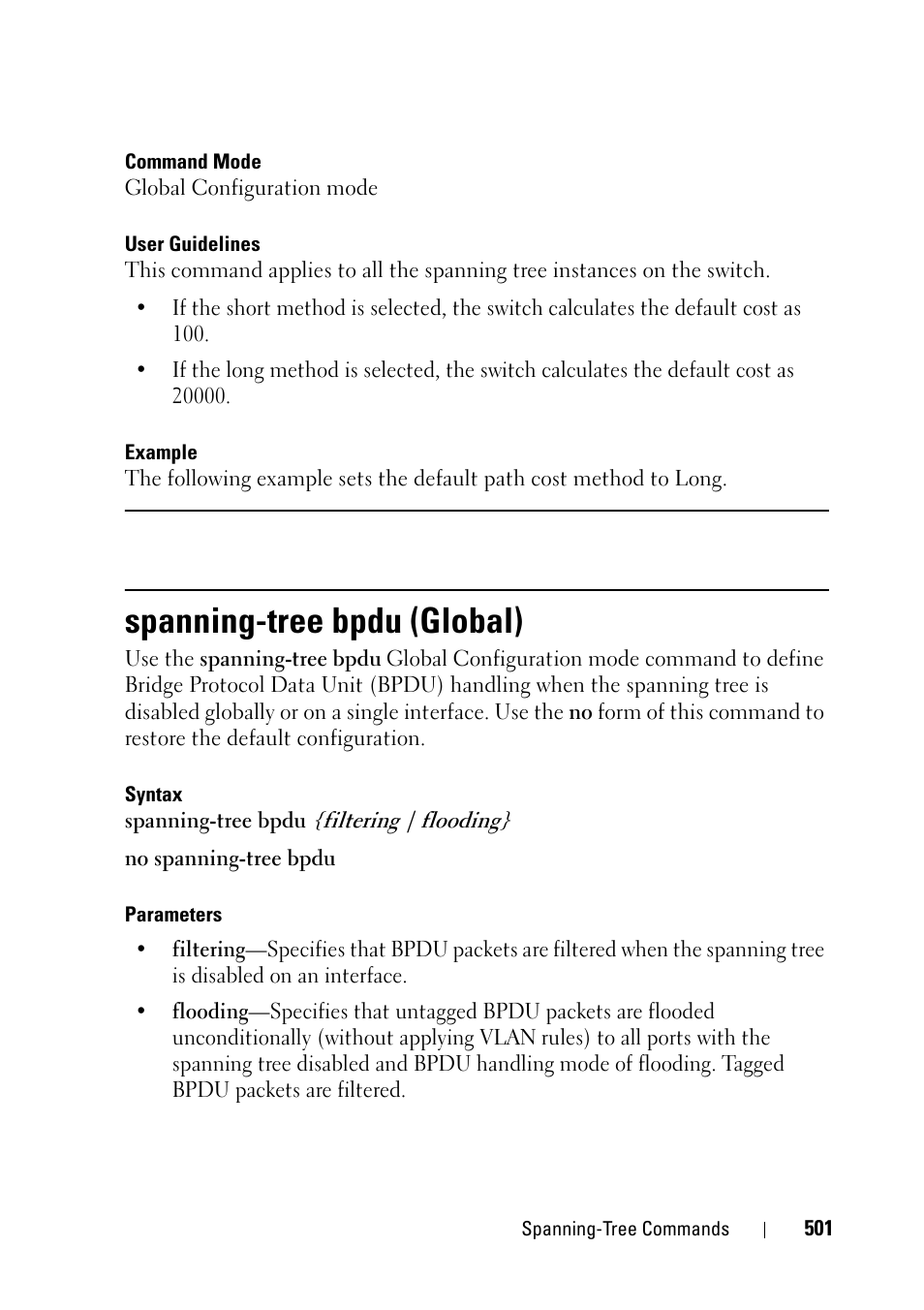 Spanning-tree bpdu (global) | Dell PowerEdge VRTX User Manual | Page 501 / 832