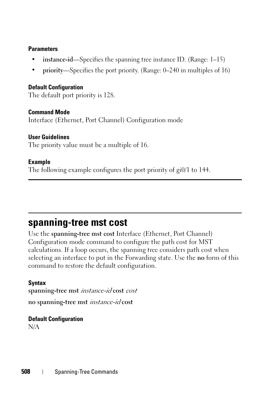 Spanning-tree mst cost | Dell PowerEdge VRTX User Manual | Page 508 / 832