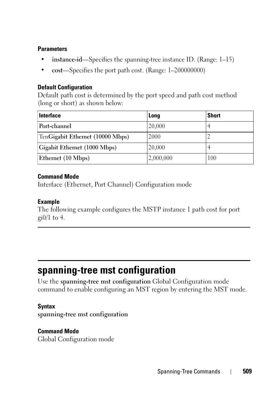 Spanning-tree mst configuration | Dell PowerEdge VRTX User Manual | Page 509 / 832