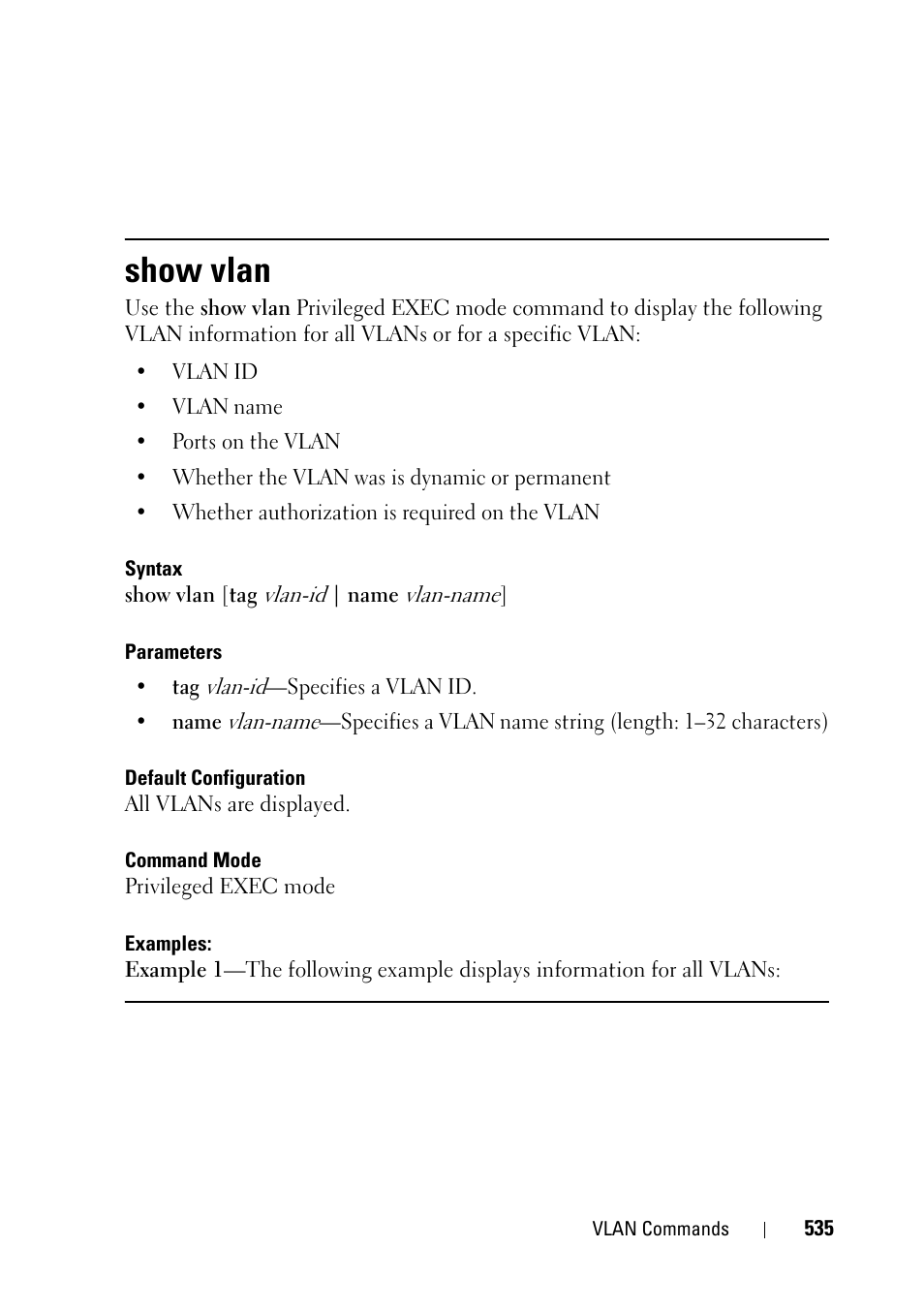 Show vlan | Dell PowerEdge VRTX User Manual | Page 535 / 832