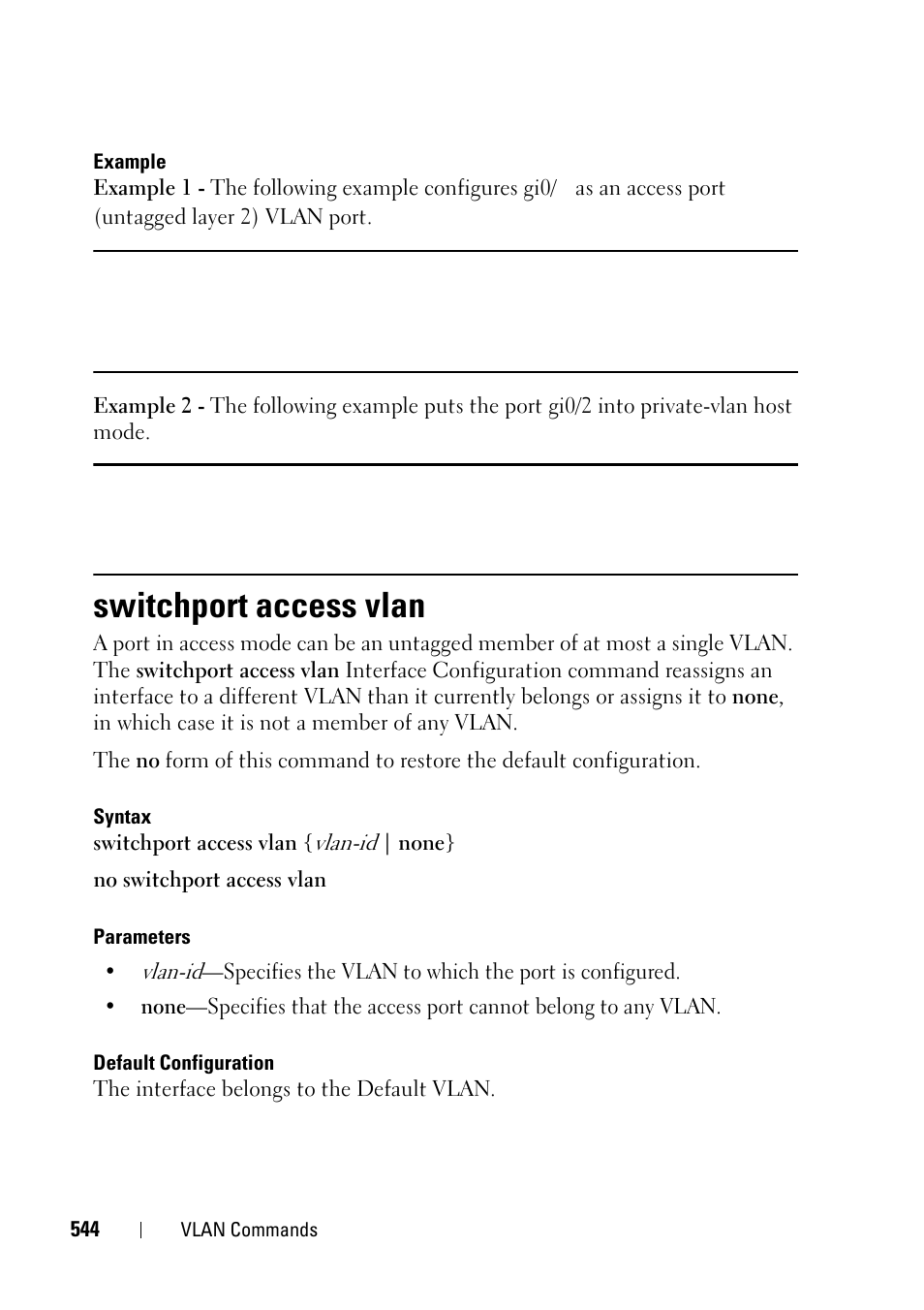 Switchport access vlan | Dell PowerEdge VRTX User Manual | Page 544 / 832