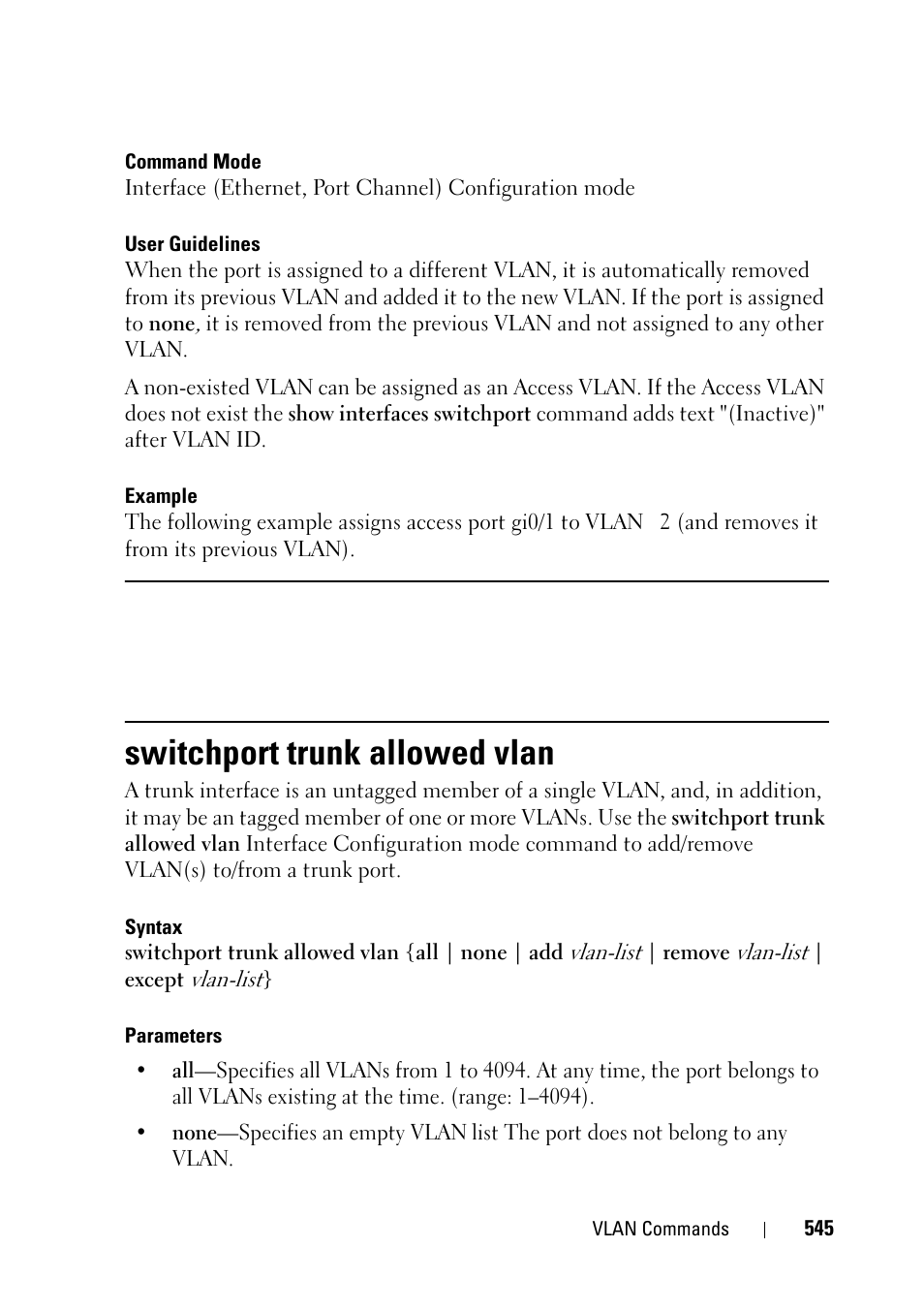 Switchport trunk allowed vlan | Dell PowerEdge VRTX User Manual | Page 545 / 832