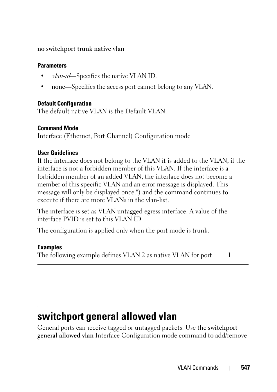 Switchport general allowed vlan | Dell PowerEdge VRTX User Manual | Page 547 / 832