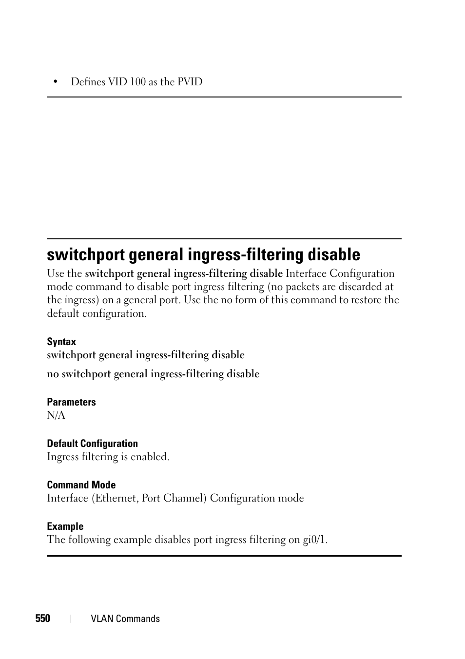 Switchport general ingress-filtering disable | Dell PowerEdge VRTX User Manual | Page 550 / 832