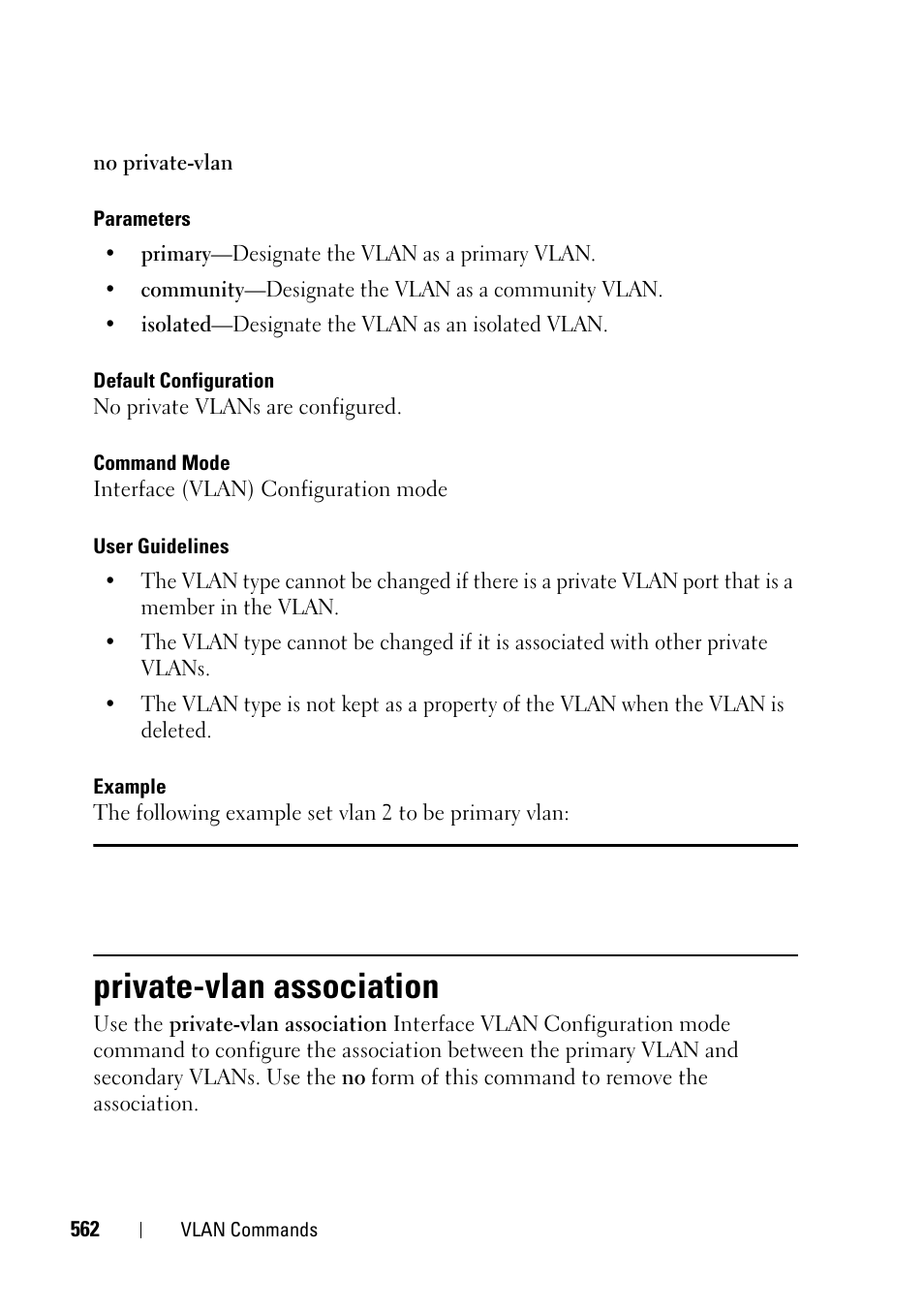 Private-vlan association | Dell PowerEdge VRTX User Manual | Page 562 / 832