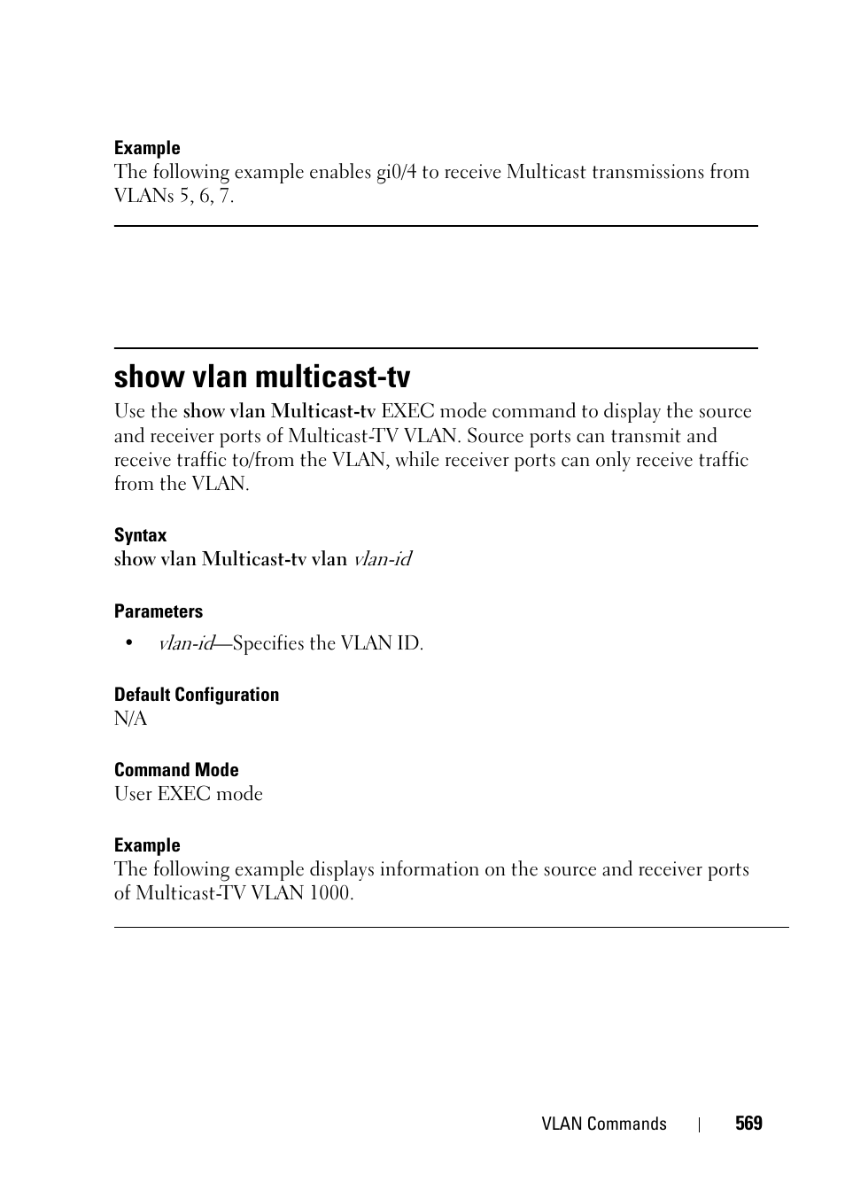 Show vlan multicast-tv | Dell PowerEdge VRTX User Manual | Page 569 / 832