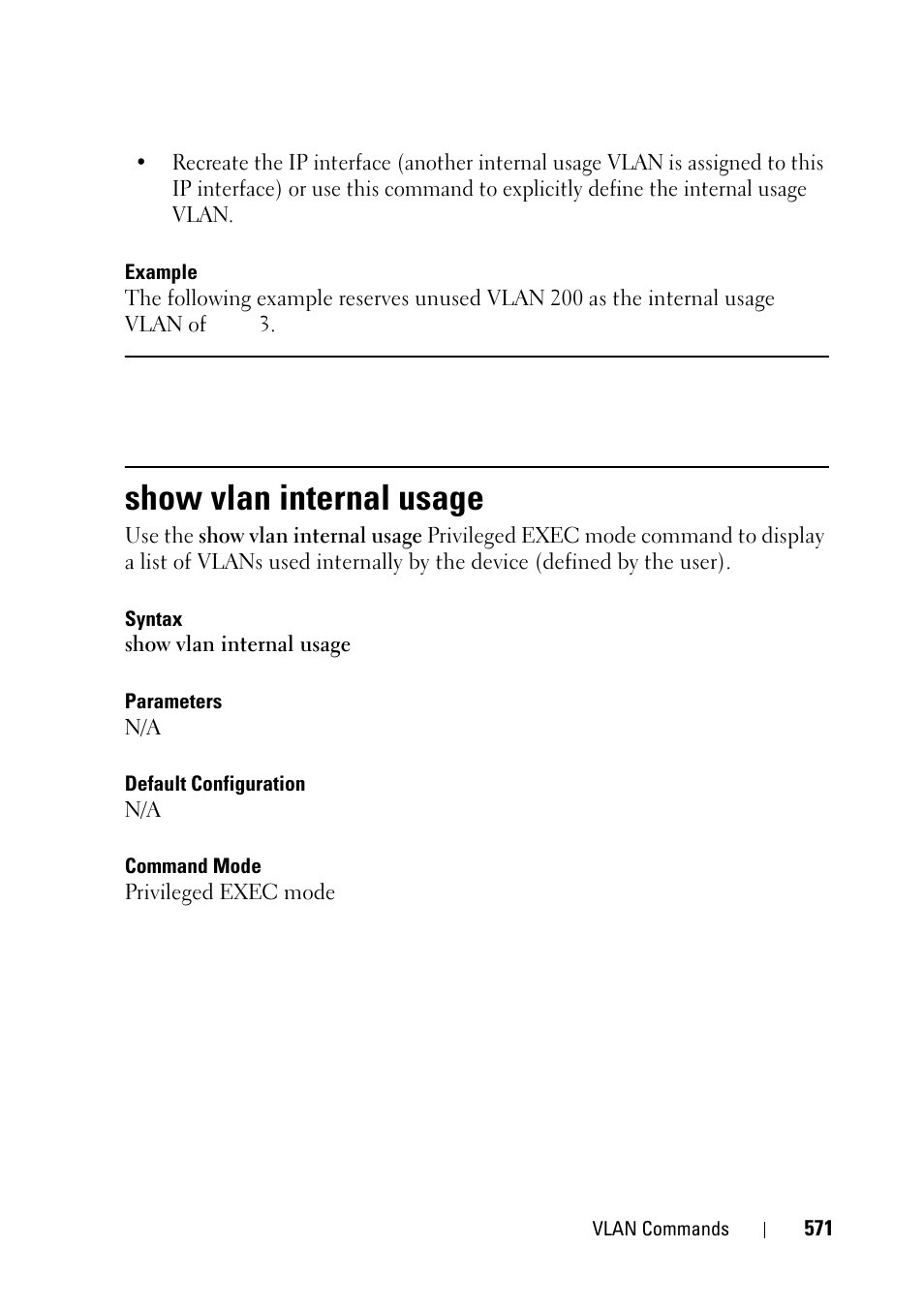 Show vlan internal usage | Dell PowerEdge VRTX User Manual | Page 571 / 832