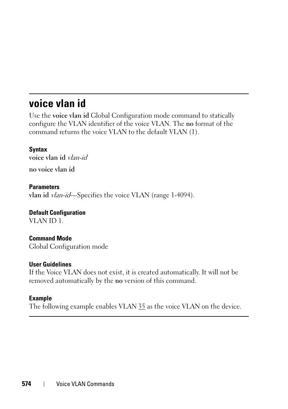 Voice vlan id | Dell PowerEdge VRTX User Manual | Page 574 / 832