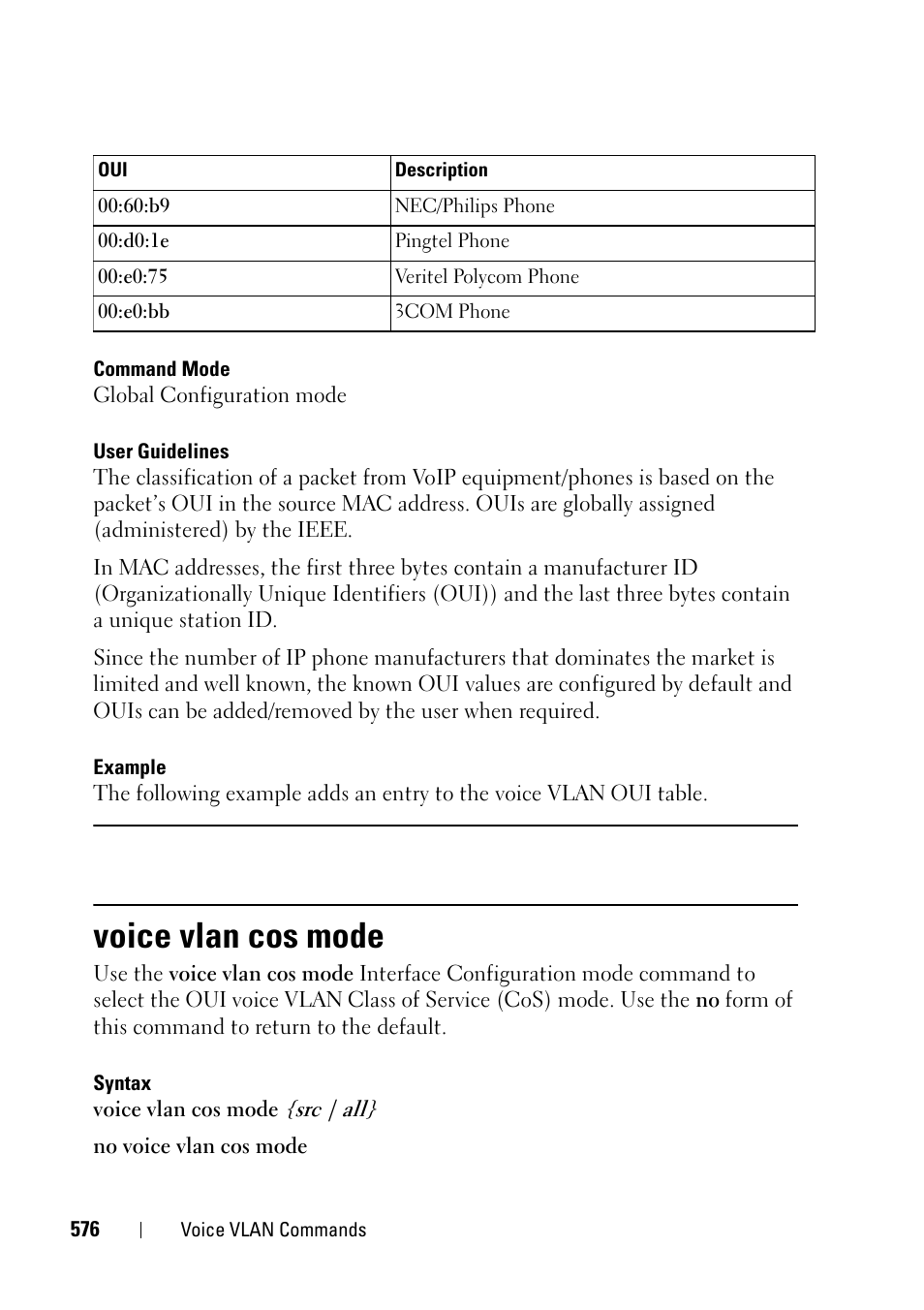 Voice vlan cos mode | Dell PowerEdge VRTX User Manual | Page 576 / 832