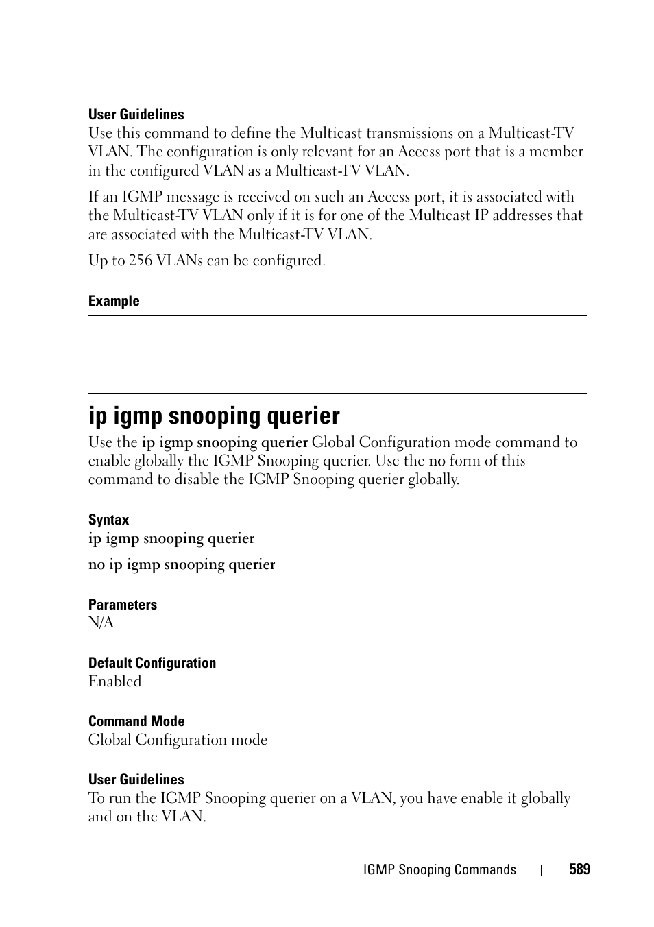 Ip igmp snooping querier | Dell PowerEdge VRTX User Manual | Page 589 / 832