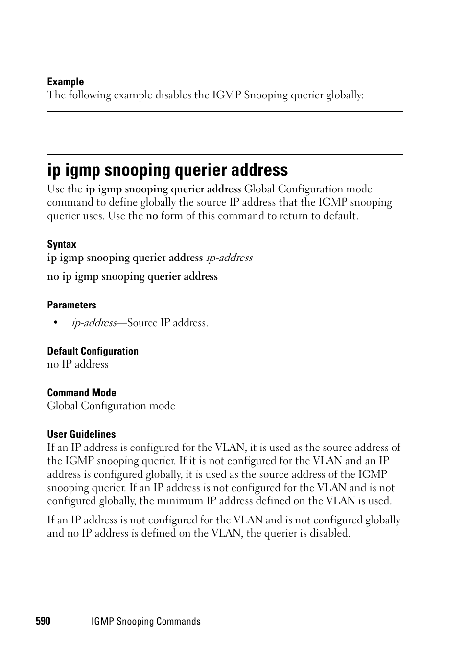 Ip igmp snooping querier address | Dell PowerEdge VRTX User Manual | Page 590 / 832