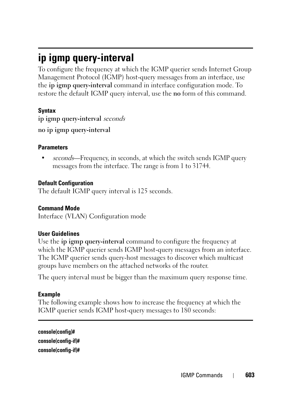 Ip igmp query-interval | Dell PowerEdge VRTX User Manual | Page 603 / 832