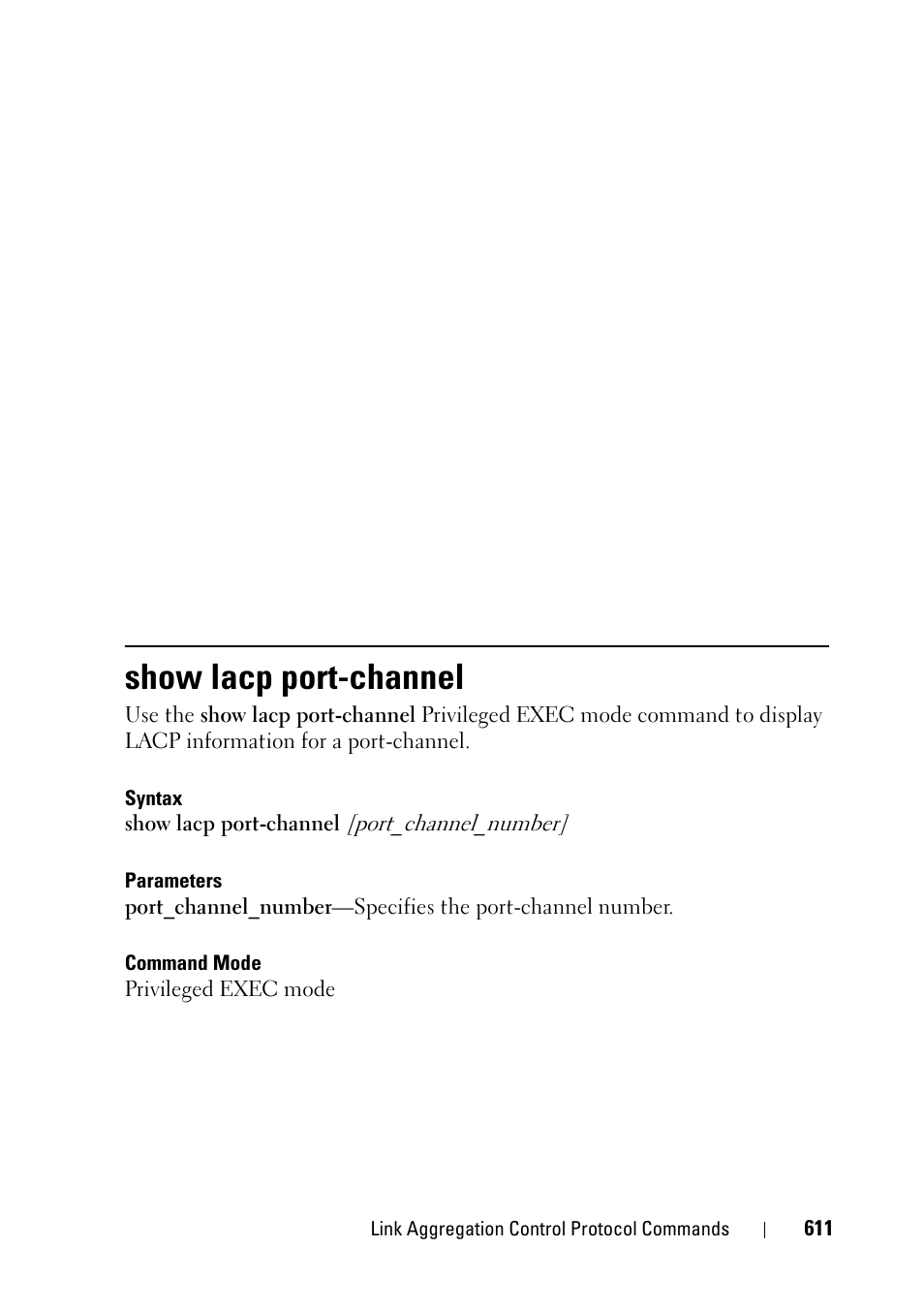 Show lacp port-channel | Dell PowerEdge VRTX User Manual | Page 611 / 832